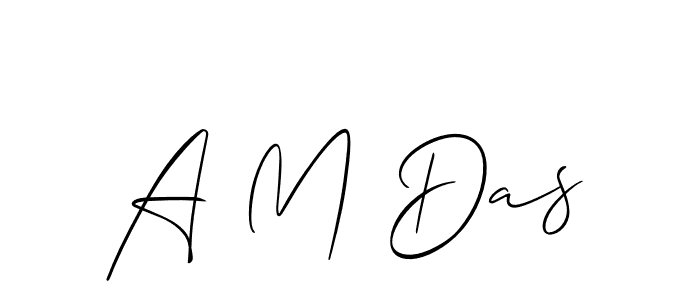 The best way (Allison_Script) to make a short signature is to pick only two or three words in your name. The name A M Das include a total of six letters. For converting this name. A M Das signature style 2 images and pictures png