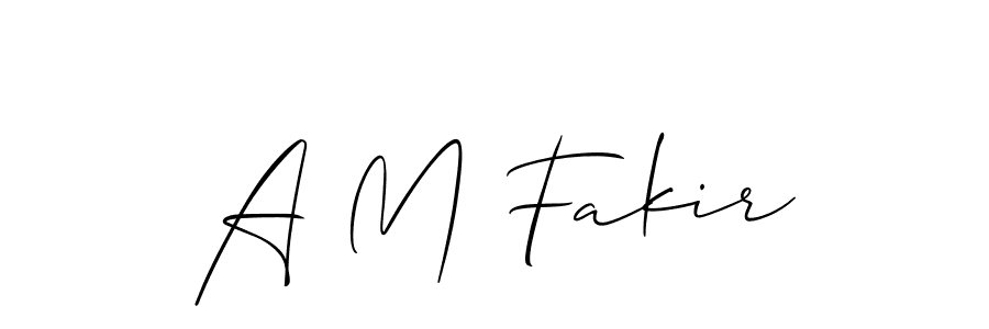 The best way (Allison_Script) to make a short signature is to pick only two or three words in your name. The name A M Fakir include a total of six letters. For converting this name. A M Fakir signature style 2 images and pictures png