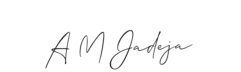 Create a beautiful signature design for name A M Jadeja. With this signature (Allison_Script) fonts, you can make a handwritten signature for free. A M Jadeja signature style 2 images and pictures png