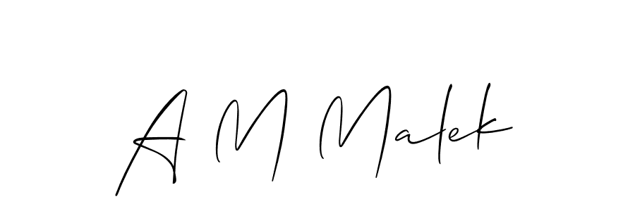 How to make A M Malek name signature. Use Allison_Script style for creating short signs online. This is the latest handwritten sign. A M Malek signature style 2 images and pictures png