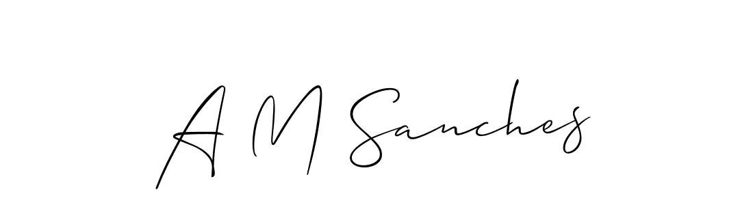 The best way (Allison_Script) to make a short signature is to pick only two or three words in your name. The name A M Sanches include a total of six letters. For converting this name. A M Sanches signature style 2 images and pictures png