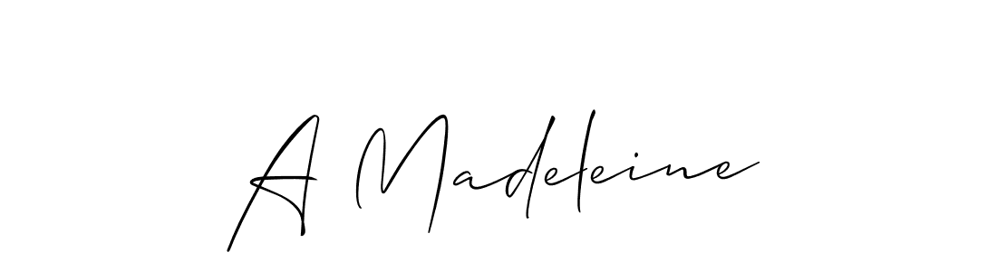 Design your own signature with our free online signature maker. With this signature software, you can create a handwritten (Allison_Script) signature for name A Madeleine. A Madeleine signature style 2 images and pictures png