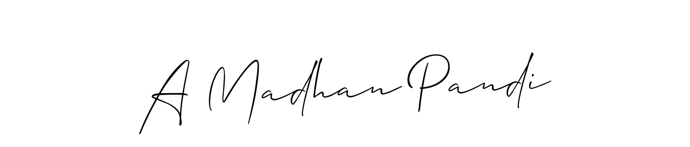 It looks lik you need a new signature style for name A Madhan Pandi. Design unique handwritten (Allison_Script) signature with our free signature maker in just a few clicks. A Madhan Pandi signature style 2 images and pictures png