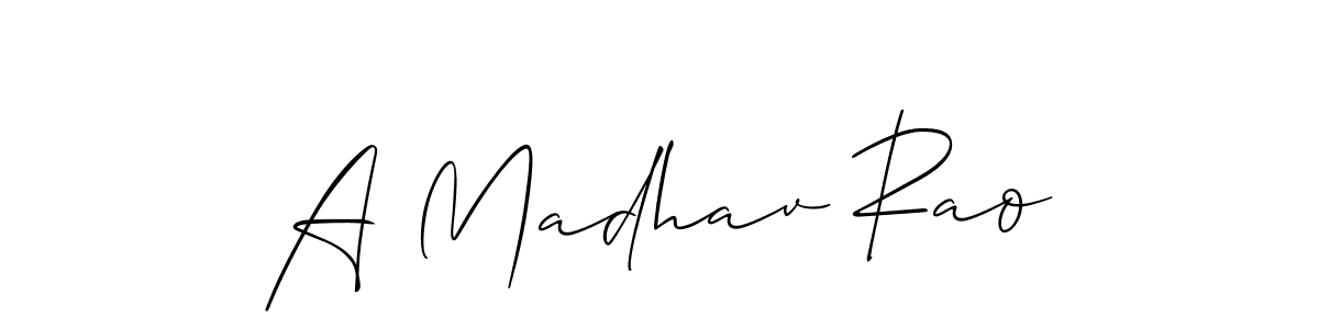 Also You can easily find your signature by using the search form. We will create A Madhav Rao name handwritten signature images for you free of cost using Allison_Script sign style. A Madhav Rao signature style 2 images and pictures png