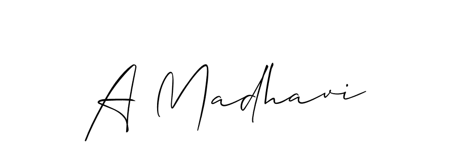 Create a beautiful signature design for name A Madhavi. With this signature (Allison_Script) fonts, you can make a handwritten signature for free. A Madhavi signature style 2 images and pictures png