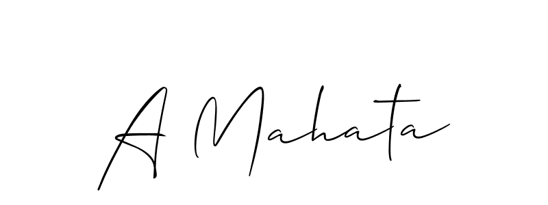 The best way (Allison_Script) to make a short signature is to pick only two or three words in your name. The name A Mahata include a total of six letters. For converting this name. A Mahata signature style 2 images and pictures png