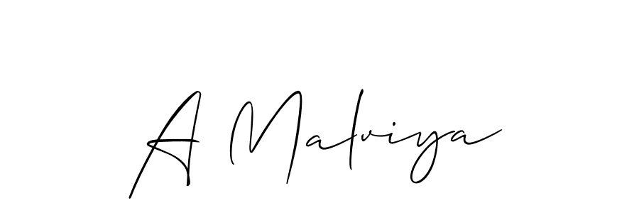 The best way (Allison_Script) to make a short signature is to pick only two or three words in your name. The name A Malviya include a total of six letters. For converting this name. A Malviya signature style 2 images and pictures png