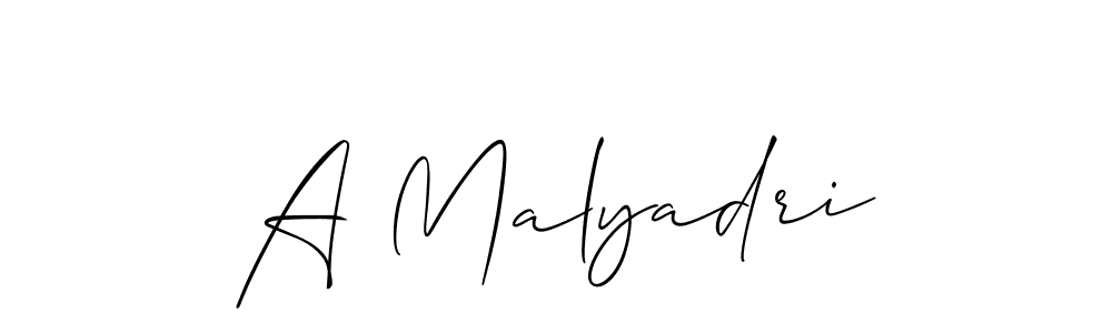 Make a beautiful signature design for name A Malyadri. With this signature (Allison_Script) style, you can create a handwritten signature for free. A Malyadri signature style 2 images and pictures png