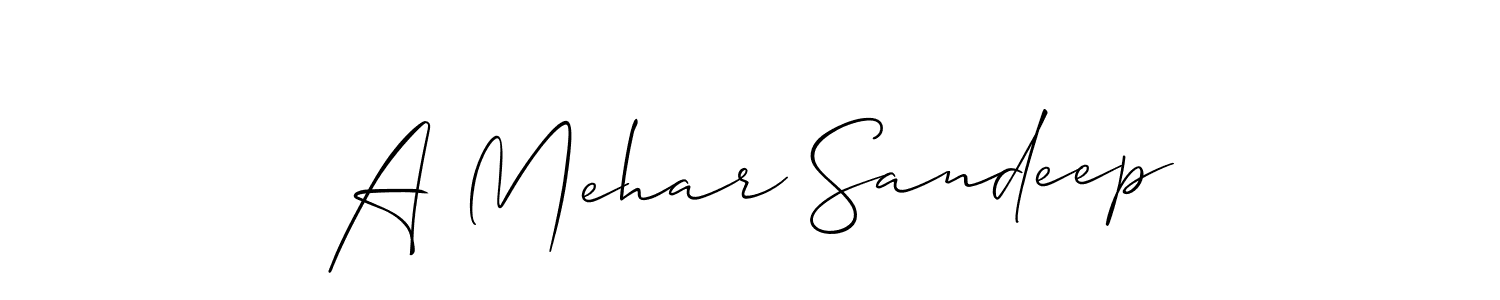 Similarly Allison_Script is the best handwritten signature design. Signature creator online .You can use it as an online autograph creator for name A Mehar Sandeep. A Mehar Sandeep signature style 2 images and pictures png