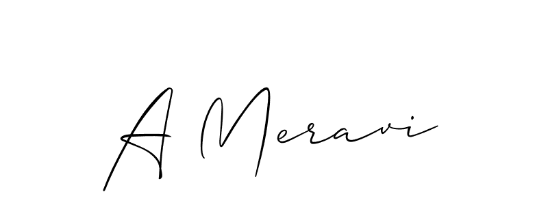 Similarly Allison_Script is the best handwritten signature design. Signature creator online .You can use it as an online autograph creator for name A Meravi. A Meravi signature style 2 images and pictures png