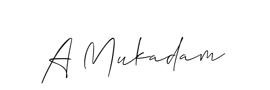 Create a beautiful signature design for name A Mukadam. With this signature (Allison_Script) fonts, you can make a handwritten signature for free. A Mukadam signature style 2 images and pictures png