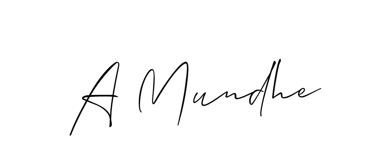 Use a signature maker to create a handwritten signature online. With this signature software, you can design (Allison_Script) your own signature for name A Mundhe. A Mundhe signature style 2 images and pictures png