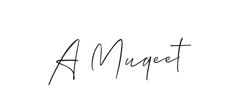 The best way (Allison_Script) to make a short signature is to pick only two or three words in your name. The name A Muqeet include a total of six letters. For converting this name. A Muqeet signature style 2 images and pictures png