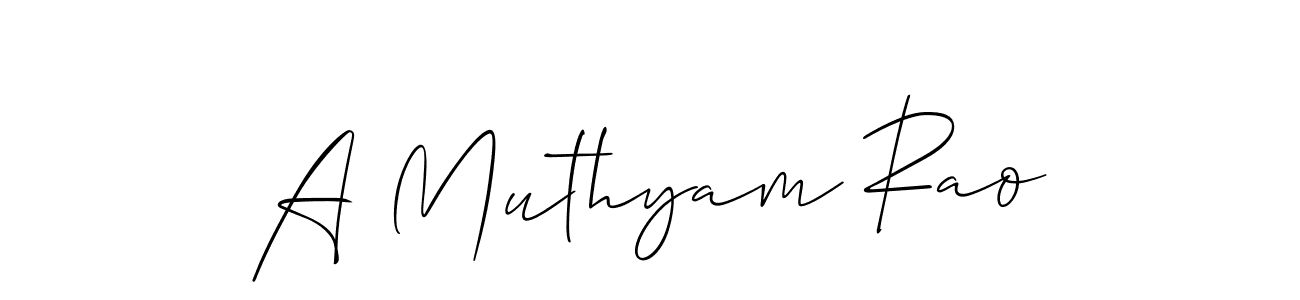 This is the best signature style for the A Muthyam Rao name. Also you like these signature font (Allison_Script). Mix name signature. A Muthyam Rao signature style 2 images and pictures png