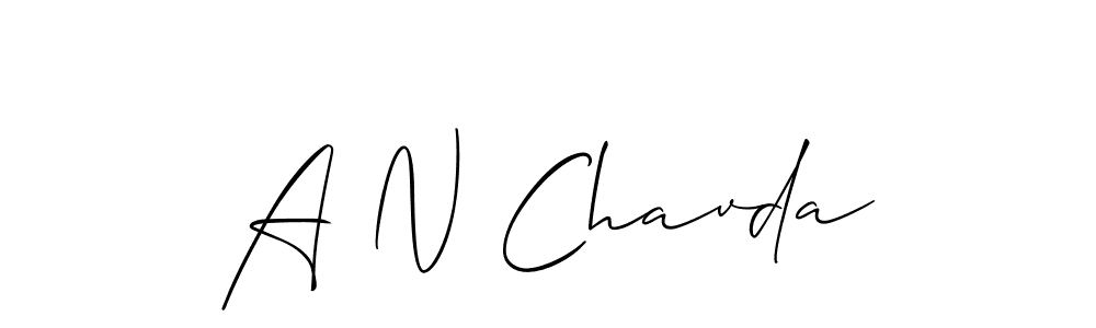 The best way (Allison_Script) to make a short signature is to pick only two or three words in your name. The name A N Chavda include a total of six letters. For converting this name. A N Chavda signature style 2 images and pictures png