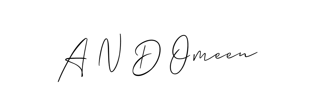 The best way (Allison_Script) to make a short signature is to pick only two or three words in your name. The name A N D Omeen include a total of six letters. For converting this name. A N D Omeen signature style 2 images and pictures png