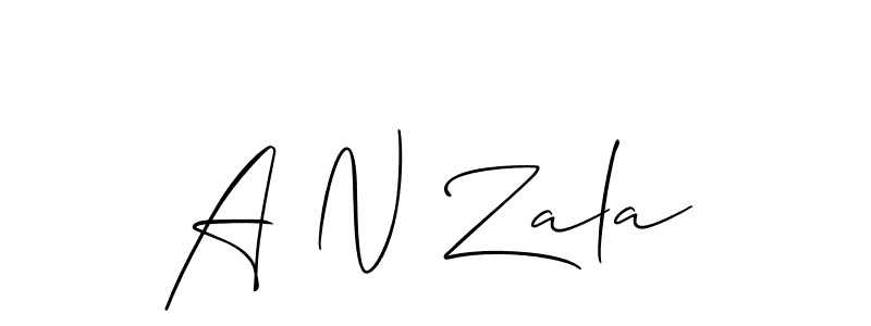 Also You can easily find your signature by using the search form. We will create A N Zala name handwritten signature images for you free of cost using Allison_Script sign style. A N Zala signature style 2 images and pictures png