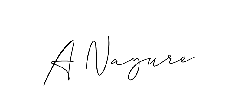 The best way (Allison_Script) to make a short signature is to pick only two or three words in your name. The name A Nagure include a total of six letters. For converting this name. A Nagure signature style 2 images and pictures png