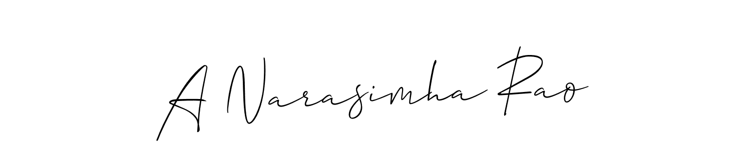 Make a beautiful signature design for name A Narasimha Rao. With this signature (Allison_Script) style, you can create a handwritten signature for free. A Narasimha Rao signature style 2 images and pictures png