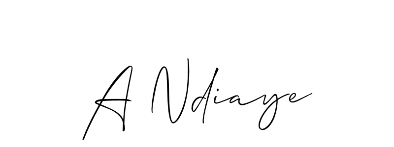 How to make A Ndiaye name signature. Use Allison_Script style for creating short signs online. This is the latest handwritten sign. A Ndiaye signature style 2 images and pictures png