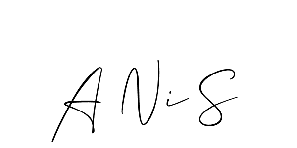 The best way (Allison_Script) to make a short signature is to pick only two or three words in your name. The name A Ni S include a total of six letters. For converting this name. A Ni S signature style 2 images and pictures png