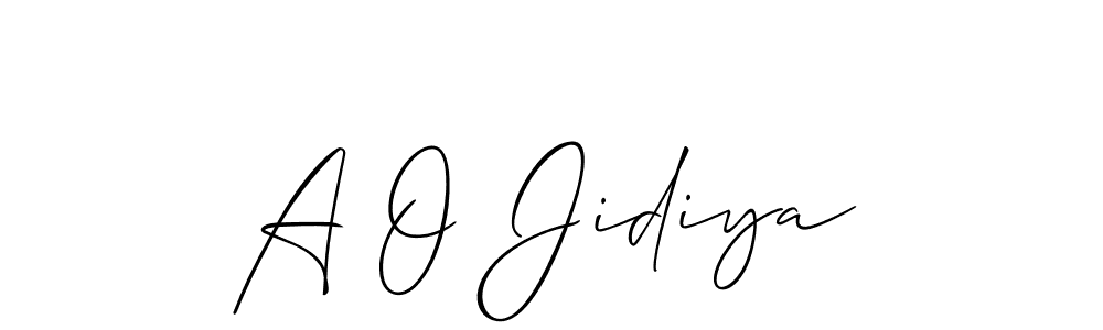 Also You can easily find your signature by using the search form. We will create A O Jidiya name handwritten signature images for you free of cost using Allison_Script sign style. A O Jidiya signature style 2 images and pictures png