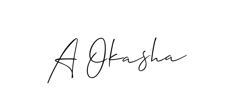 The best way (Allison_Script) to make a short signature is to pick only two or three words in your name. The name A Okasha include a total of six letters. For converting this name. A Okasha signature style 2 images and pictures png