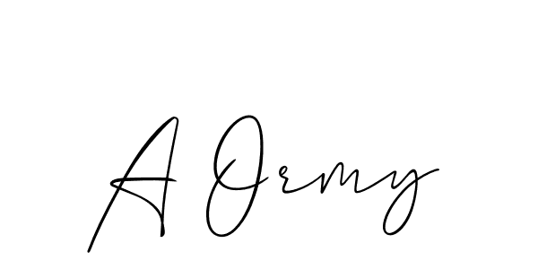 Use a signature maker to create a handwritten signature online. With this signature software, you can design (Allison_Script) your own signature for name A Ormy. A Ormy signature style 2 images and pictures png