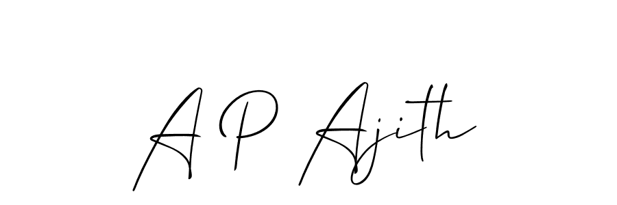 Use a signature maker to create a handwritten signature online. With this signature software, you can design (Allison_Script) your own signature for name A P Ajith. A P Ajith signature style 2 images and pictures png