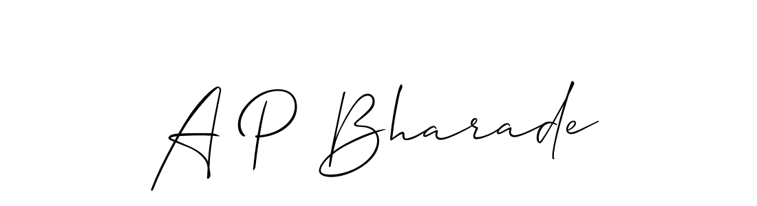 Create a beautiful signature design for name A P Bharade. With this signature (Allison_Script) fonts, you can make a handwritten signature for free. A P Bharade signature style 2 images and pictures png