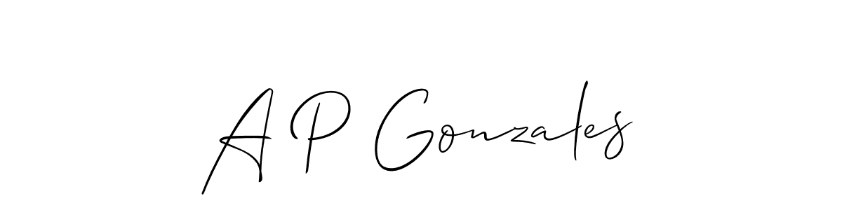 Also we have A P Gonzales name is the best signature style. Create professional handwritten signature collection using Allison_Script autograph style. A P Gonzales signature style 2 images and pictures png