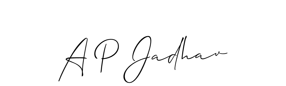 A P Jadhav stylish signature style. Best Handwritten Sign (Allison_Script) for my name. Handwritten Signature Collection Ideas for my name A P Jadhav. A P Jadhav signature style 2 images and pictures png