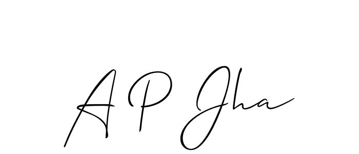 A P Jha stylish signature style. Best Handwritten Sign (Allison_Script) for my name. Handwritten Signature Collection Ideas for my name A P Jha. A P Jha signature style 2 images and pictures png