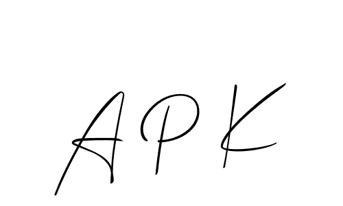 Design your own signature with our free online signature maker. With this signature software, you can create a handwritten (Allison_Script) signature for name A P K. A P K signature style 2 images and pictures png