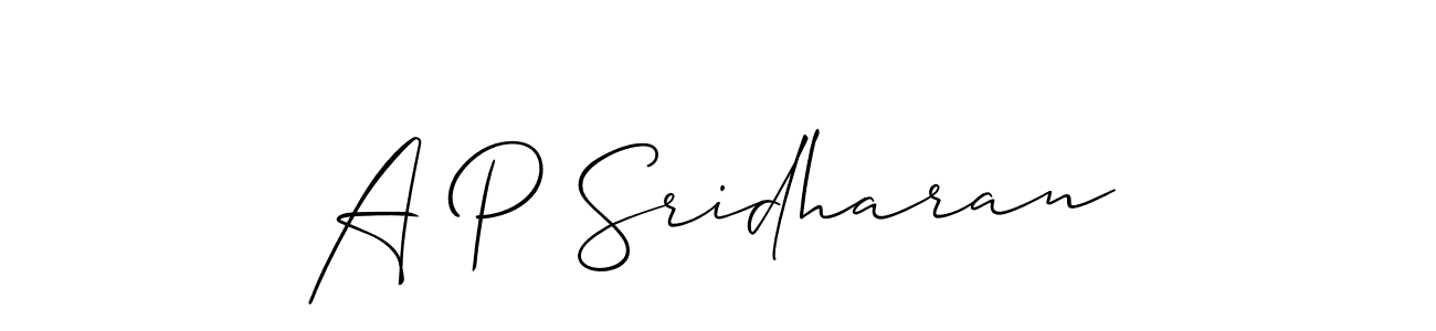 Once you've used our free online signature maker to create your best signature Allison_Script style, it's time to enjoy all of the benefits that A P Sridharan name signing documents. A P Sridharan signature style 2 images and pictures png