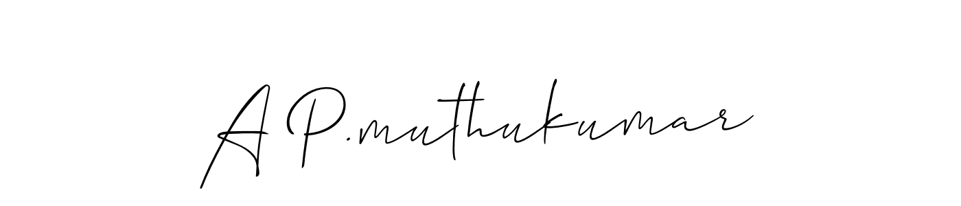 Also You can easily find your signature by using the search form. We will create A P.muthukumar name handwritten signature images for you free of cost using Allison_Script sign style. A P.muthukumar signature style 2 images and pictures png