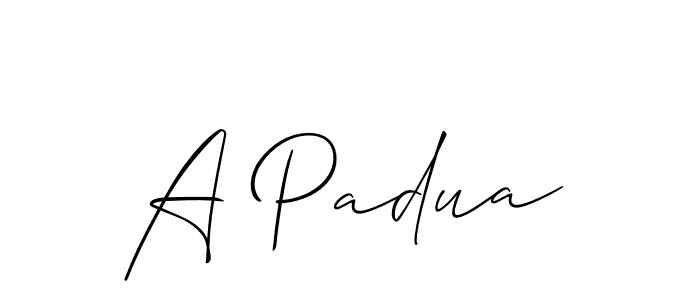 Make a beautiful signature design for name A Padua. With this signature (Allison_Script) style, you can create a handwritten signature for free. A Padua signature style 2 images and pictures png