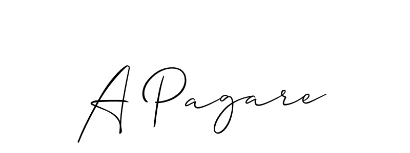 Use a signature maker to create a handwritten signature online. With this signature software, you can design (Allison_Script) your own signature for name A Pagare. A Pagare signature style 2 images and pictures png