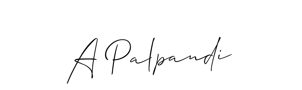 if you are searching for the best signature style for your name A Palpandi. so please give up your signature search. here we have designed multiple signature styles  using Allison_Script. A Palpandi signature style 2 images and pictures png