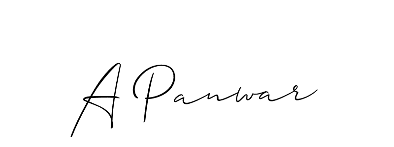 Make a beautiful signature design for name A Panwar. With this signature (Allison_Script) style, you can create a handwritten signature for free. A Panwar signature style 2 images and pictures png