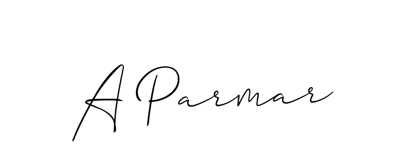 How to make A Parmar signature? Allison_Script is a professional autograph style. Create handwritten signature for A Parmar name. A Parmar signature style 2 images and pictures png