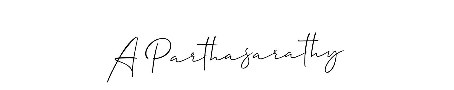 How to Draw A Parthasarathy signature style? Allison_Script is a latest design signature styles for name A Parthasarathy. A Parthasarathy signature style 2 images and pictures png