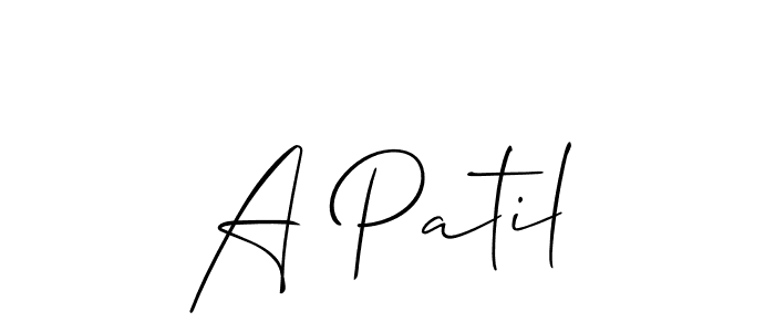 Design your own signature with our free online signature maker. With this signature software, you can create a handwritten (Allison_Script) signature for name A Patil. A Patil signature style 2 images and pictures png