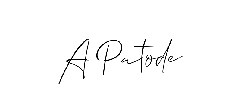 Design your own signature with our free online signature maker. With this signature software, you can create a handwritten (Allison_Script) signature for name A Patode. A Patode signature style 2 images and pictures png