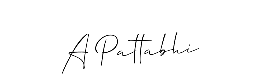 Design your own signature with our free online signature maker. With this signature software, you can create a handwritten (Allison_Script) signature for name A Pattabhi. A Pattabhi signature style 2 images and pictures png