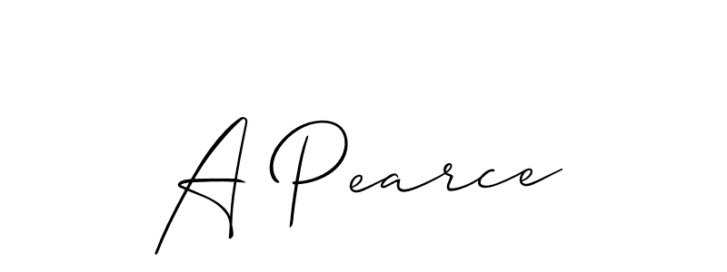 if you are searching for the best signature style for your name A Pearce. so please give up your signature search. here we have designed multiple signature styles  using Allison_Script. A Pearce signature style 2 images and pictures png