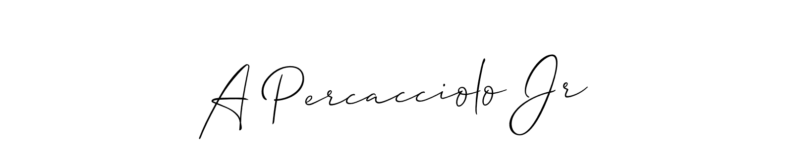 It looks lik you need a new signature style for name A Percacciolo Jr. Design unique handwritten (Allison_Script) signature with our free signature maker in just a few clicks. A Percacciolo Jr signature style 2 images and pictures png