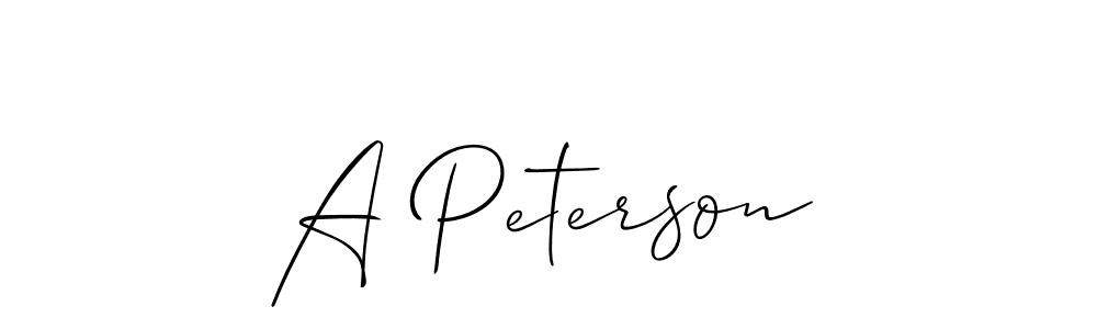 Design your own signature with our free online signature maker. With this signature software, you can create a handwritten (Allison_Script) signature for name A Peterson. A Peterson signature style 2 images and pictures png