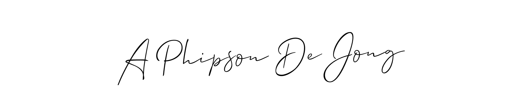 Allison_Script is a professional signature style that is perfect for those who want to add a touch of class to their signature. It is also a great choice for those who want to make their signature more unique. Get A Phipson De Jong name to fancy signature for free. A Phipson De Jong signature style 2 images and pictures png