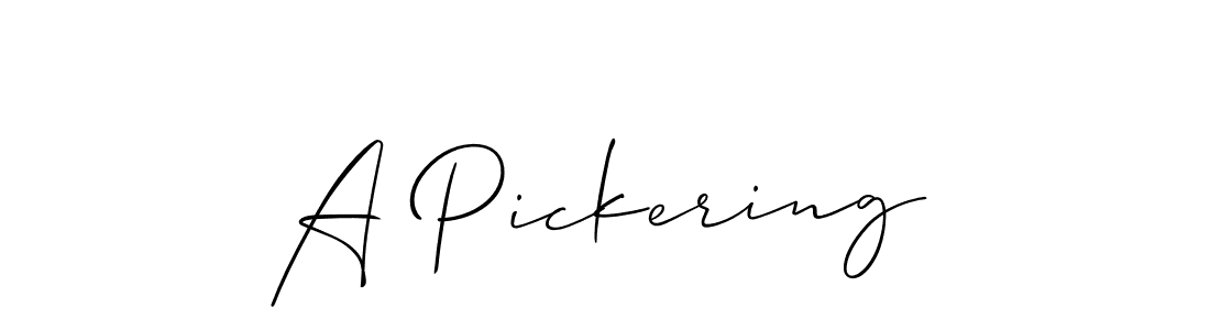 Design your own signature with our free online signature maker. With this signature software, you can create a handwritten (Allison_Script) signature for name A Pickering. A Pickering signature style 2 images and pictures png